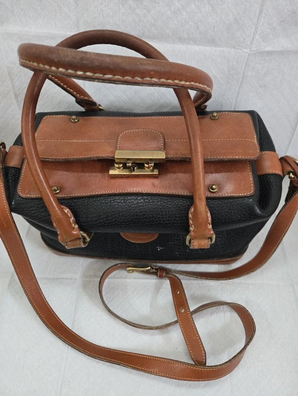 Dooney & Bourke Black and Brown Leather Doctor Satchel